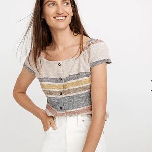 Madewell Texture & Thread Button-Front Top in Stripe